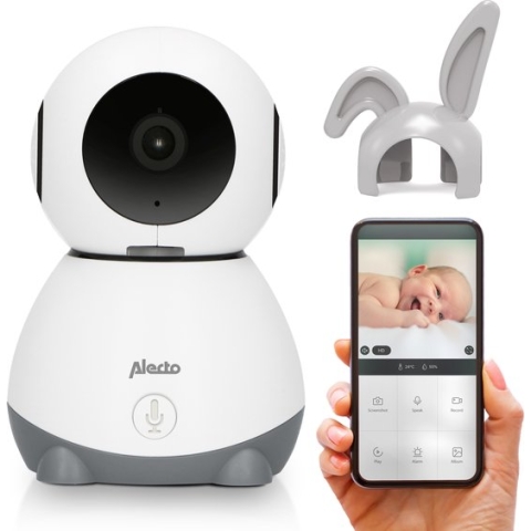 Alecto SMARTBABY10 - WiFi Babyfoon met op afstand beweegbare HD Camera - App met Push melding bij beweging en geluid - Wit