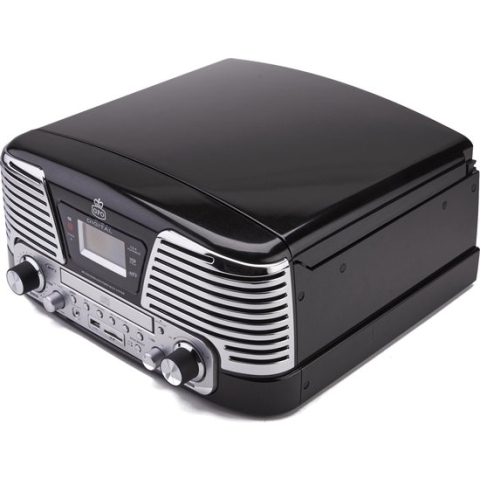 GPO MEMPHISBLA - Retro muziekcenter Memphis, CD-/platenspeler, radio, zwart