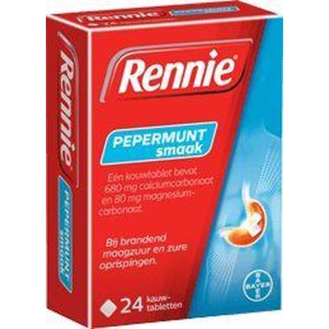 Rennie Pepermunt kauwtabletten bij brandend maagzuur, 24 stuks