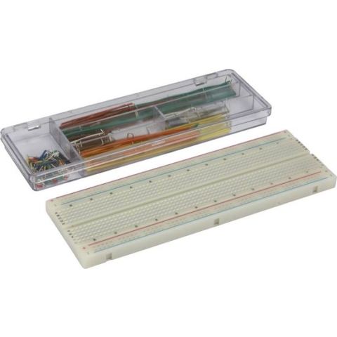 Velleman Breadboard en draadbruggen kit, 830 contacten, 140 draadbruggen (10 x 14 lengtes), ABS, grijs