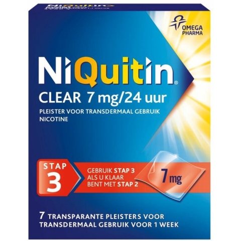Niquitin Clear Nicotinepleisters 7mg Stap 3 - 1 x 7 stuks