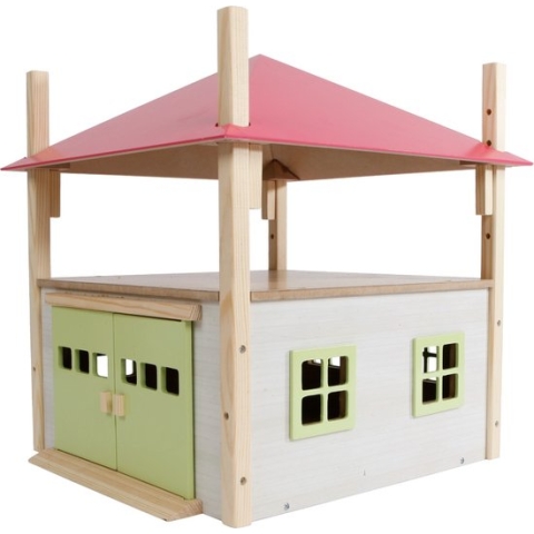 Kids Globe hooiberg hout met berging 1:32 32x35x45 roze