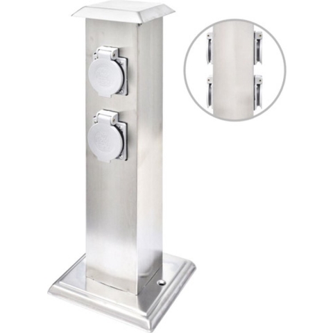 vidaXL Buitenstopcontact op zuil roestvrij staal