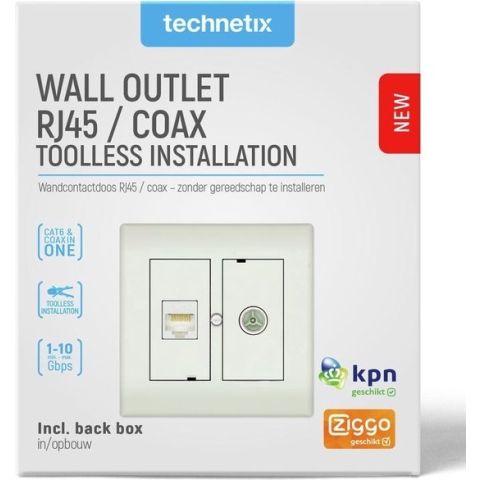 Technetix - Wandcontactdoos in- opbouw Coax & RJ45 [CLICK-50]