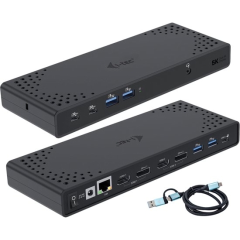 i-tec USB-C Dual docking station (65W) met  2 x HDMI + 2 x Displayport + 11 poorten