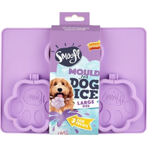 Smoofl pootvormige Silicone Vorm om ijs te maken voor honden, maak snel en gemakkelijk hondenijsjes als een heerlijke veganistische hondensnack om af te koelen, grote Vorm voor 3 ijsjes voor grote honden