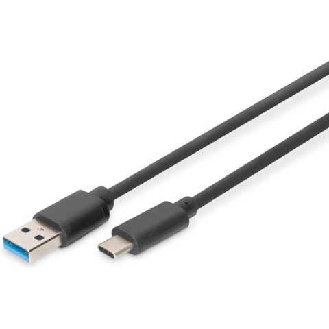 DIGITUS USB 3.2 Gen1 aansluitkabel - 1.0 m - USB A (St) naar USB C (St) - 5 Gbit/s - Aansluitkabel - Blister - Zwart