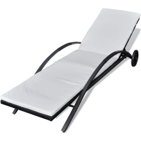 vidaXL-Ligbed-met-kussen-en-wieltjes-poly-rattan-zwart