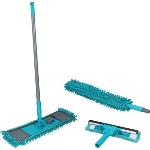 Alpina Schoonmaakset - 7-Delig - Microvezel - Dweil - Raamwisser - Trekker - Telescopische Steel - Buigbare Stoffer