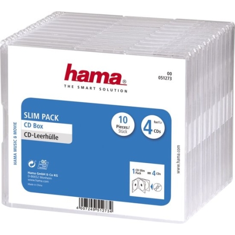 Hama 04751273 CD Slim Box - 4 x 10 pak / Transparant