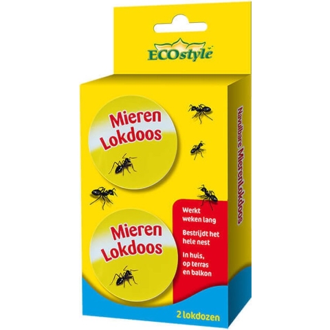 ECOstyle MierenLokdoos - Mierenpoeder voor Binnen en Buiten - Werkt enkele Weken - Bestrijd Mieren op e Wijze - 2 Stuks