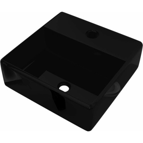 vidaXL-Wastafel-met-kraangat-zwart-vierkant-keramiek