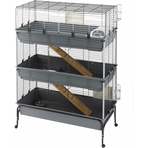 Ferplast Konijnenkooi Rabbit 120 Trippel Grijs Met standaard