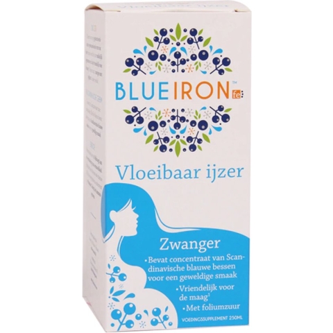 Blueiron vloeibaar ijzer elixer zwanger - met extra foliumzuur - heerlijke bessensmaak - 250ml - 33 doseringen