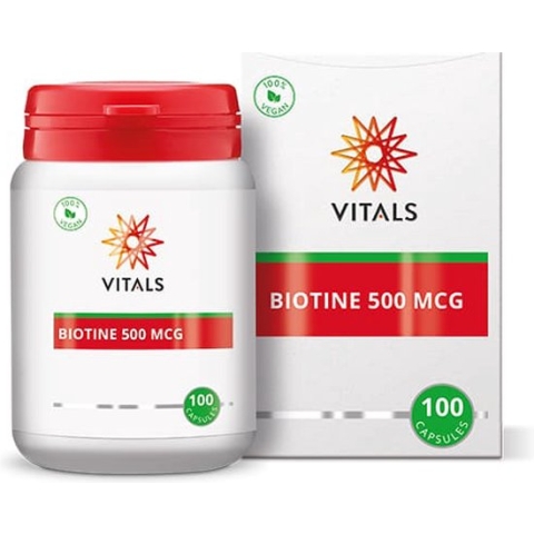 Vitals - Biotine 500 mcg - 100 Capsules - bevat een hoge dosering in zuivere vorm