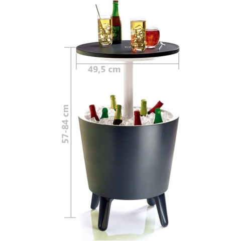 Keter Coolbar Partytafel – 49,5x49,5x57cm - Antraciet