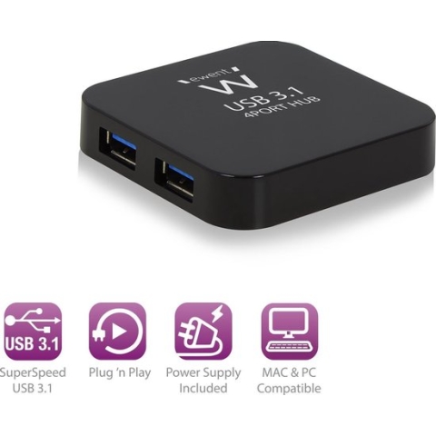 EWENT - Ewent EW1134 USB HUB USB 3.1 4x (up to 5 Gbps) incl power adapter - EW1134