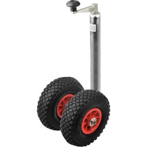 Pro Plus Neuswiel Ø 48 mm voor Aanhanger - Dubbel Wiel - Kunststof Velg - Luchtband - Ø 260 x 85 mm