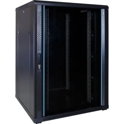 22U serverkast met glazen deur 800x800x1200mm (BxDxH)
