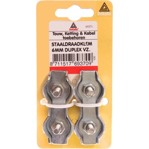Deltafix staaldraadklem duplex verzinkt 6 mm 2 st.