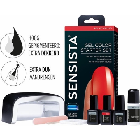 Sensista Gellak Starter Set Red Hot Chillies Gel Polish - met LED-lamp - Rood