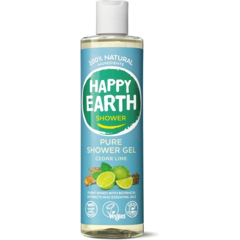 Happy Earth 100% Natuurlijke Douchegel Cedar Lime 300 ml