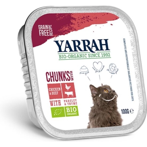 Yarrah brokjes in saus biologische kip en rund, kuipje - 100 gr
