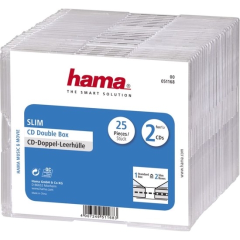 Hama CD Slim Dubbel Jewel Case 25-pack
