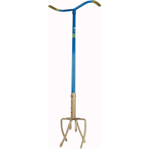 Tuinklauw GG921-06 - Woelvork - In Lengte Verstelbaar 97-106CM - Aarde Losmaken, Onkruid Wieden, Grond Beluchten, Kultiveren - Blauw/Goud