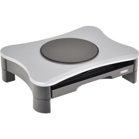 DESQ® | Monitorverhoger | 2 Hoogte Standen | Lade | Draaiplateau | Zilver - Zwart