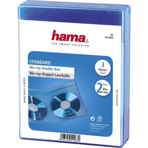 Hama 04751468 Blu-Ray Dubbelbox - 3 stuks / Blauw