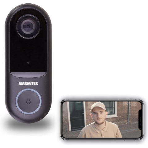 Marmitek Deurbel met camera draadloos Wifi - Buzz LO - Deurbel met camera en Wifi - Deurbel met camera en Intercom - 1080p - Werkt met bestaande Bel - Mogelijk om extra Gong aan te sluiten.
