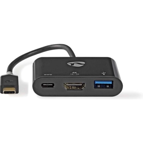 USB Multi-Port Adapter - USB 3.2 Gen 1 - USB-C Male - HDMI Output / USB-A Female / USB-C Female - 5 Gbps - 0.20 m - Rond - Verguld - PVC - Antraciet - Window Box