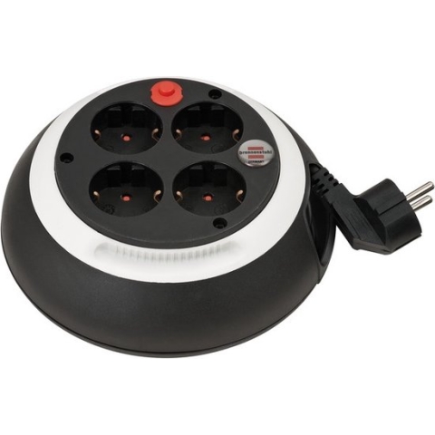 Brennenstuhl Comfort Line kabelbox, CL-S, 4-voudig, mini-kabelhaspel (indoor kabelhaspel voor huishouden, 3 m kabel, Made in Germany), zwart/wit