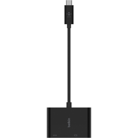 Belkin USB-C to VGA + Charge Adapter - Aansluitadapter voor video - VGA / USB - USB-C (M) naar HD-15 (VGA), usb-c (alleen voeding) (V) - zwart - ondersteuning 1080p, USB Power Delivery (60W)