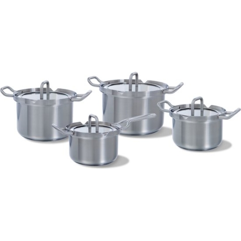 BK Q-linair Master Glas pannenset - 4-delig - glazen deksel - veilig afgietsysteem - inductie