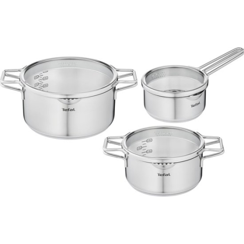 Tefal Nordica Pannenset 3 delig - Steelpan Ø 16 cm & Kookpan Ø 20 + Ø 24 cm