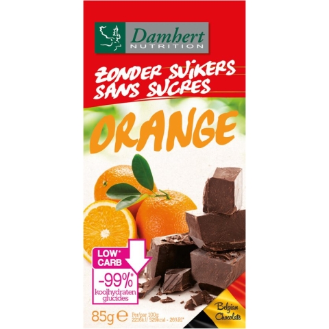 Damhert Zonder Suikers Chocoladetablet Puur Orange 85GR