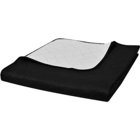 vidaXL-Bedsprei-gewatteerd-dubbelzijdig-230x260-cm-zwart/wit