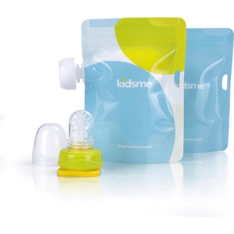 Kidsme - Reusable Food Pouch with Adaptor set - Lime