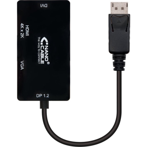 Adapter DisplayPort naar VGA/DVI/HDMI 3 en 1 NANOCABLE 10.16.3301-BK Zwart