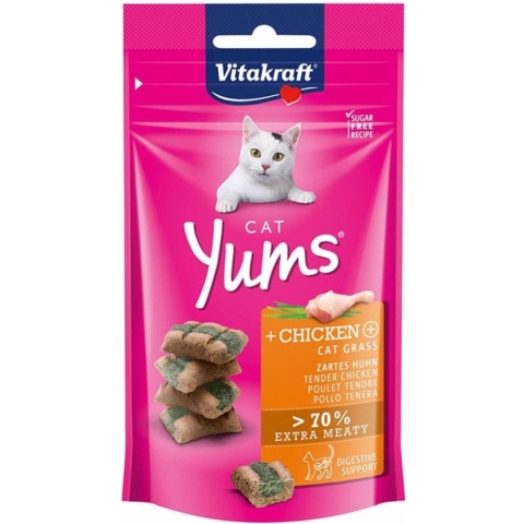 Vitakraft Cat Yums Kip & Kattengras - Kattensnack - 40 g