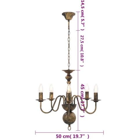 vidaXL-Kroonluchter-5xE14-antiekzwart