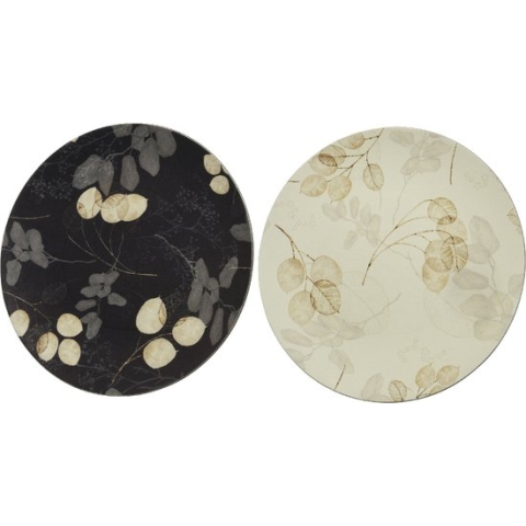 Decoschaal  leer met print Ø33cm (1 stuk) assorti