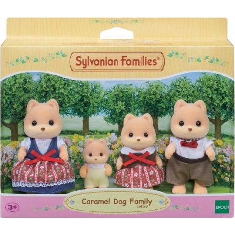 Sylvanian Families  5459 familie karamelhond- 4 speelfiguren- fluweelzacht