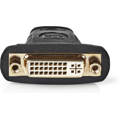 HDMI-Adapter - HDMI Connector - DVI-D 24+1-Pins Female - Verguld - Recht - ABS - Zwart - 1 Stuks - Polybag