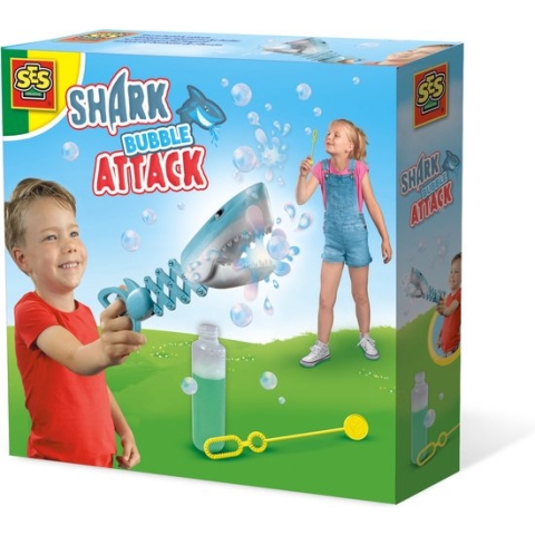 SES - Shark bubble attack - haai met uitschuifbare nek eet de bubbels - inclusief bellenblaassop en stokje