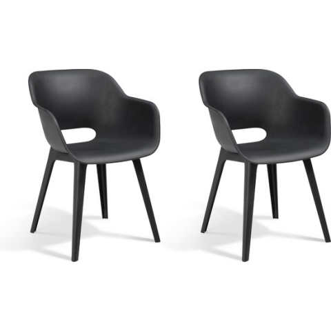 Keter Akola Tuinstoelen - 2 stuks -56,5x55x80cm - Donkergrijs