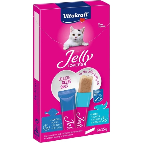 Vitakraft Kattensnack - Jelly Lovers - Zalm & Schol - 6 x 15 g