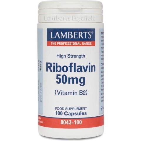 Lamberts Vitamine B2 Riboflavine - 50 mg - 100 Capsule - Vitaminen